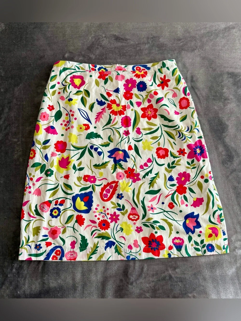 Boden Pencil Skirt 6R Floral Zip Back Pockets Cotton Preppy Gardencore Feminine